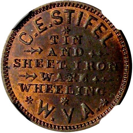397  -  WV890G-2a R6 NGC MS63 RB Wheeling West Virginia Civil War token