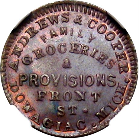 280  -  MI250B-3a R8 NGC MS64 BN Dowagiac Michigan Civil War token
