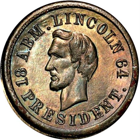 65  -  124/201 b R9 PCGS MS65 Abraham Lincoln Patriotic Civil War token