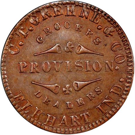 241  -  IN260C-1a R6 PCGS MS63 BN Elkhart Indiana Civil War token