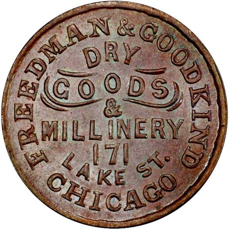 206  -  IL150 V-2a R3 PCGS MS64 BN Chicago Illinois Civil War token