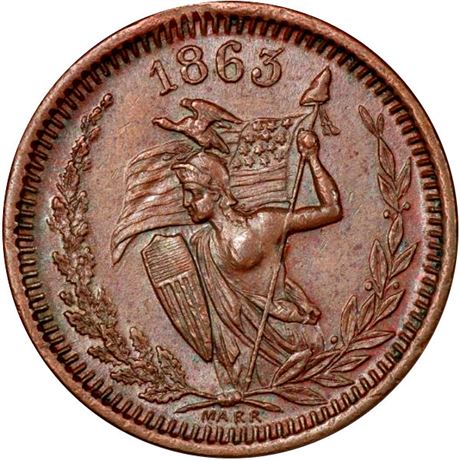 101  -  154/218 a R5 PCGS MS63 BN Naked Amazon Patriotic Civil War token