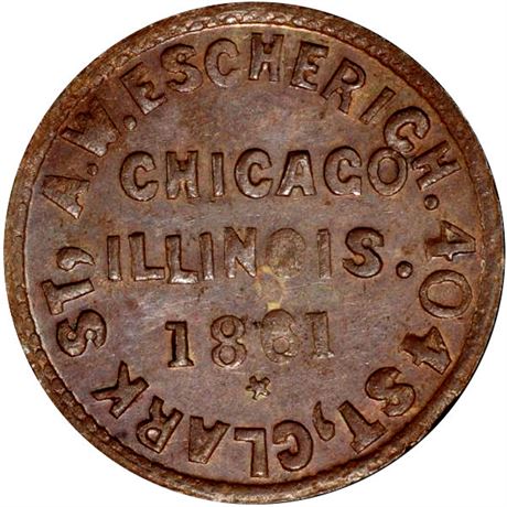 204  -  IL150 R-1a R4 PCGS MS62 BN Chicago Illinois Civil War token