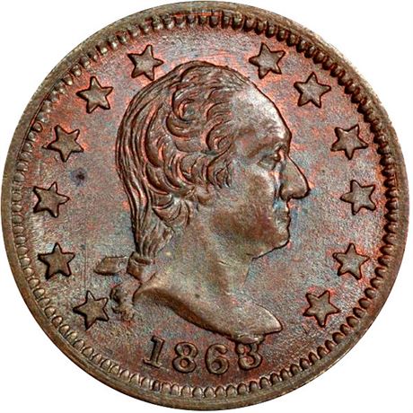 48  -  110/442 a R1 PCGS MS65 BN George Washington Patriotic Civil War token