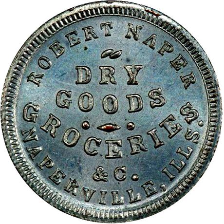 227  -  IL615A-1i R9 PCGS MS66 Tin Plate Naperville Illinois Civil War token