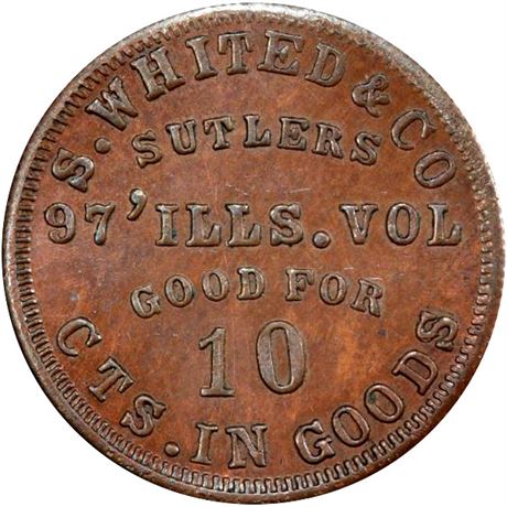 158  -  IL-97-10Cc R8 PCGS MS64 BN 97th Illinois Civil War Sutler token