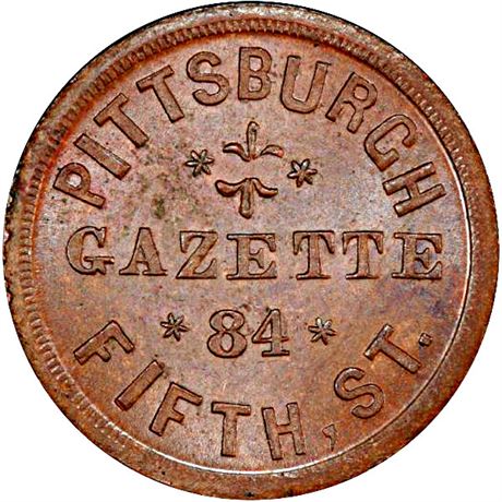 382  -  PA765S-3a R4 PCGS MS65 BN Pittsburgh Civil War token
