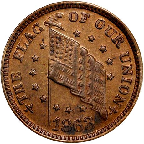 125  -  209/412 b R4 PCGS MS63  Patriotic Civil War token