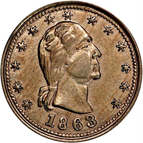 47  -  108/201 d R9 PCGS MS63 George Washington Patriotic Civil War token