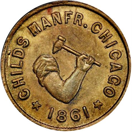 213  -  IL150AI-3b R6 PCGS MS64 Chicago Illinois Civil War token