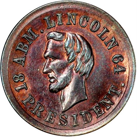 67  -  125/248 a R6 PCGS MS64 BN Abraham Lincoln Patriotic Civil War token
