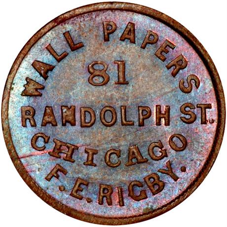 221  -  IL150AZ-1a R9 PCGS MS65 BN Bull Chicago Illinois Civil War token