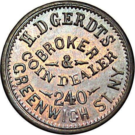 NY630AD-2a New York City Coin Dealer Civil War Token Raw MS64