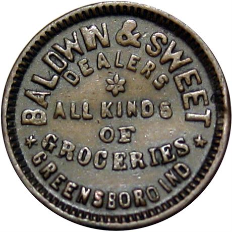 IN365A-1a Greensboro Indiana R6 Single Variety Town Civil War Token Raw VF+