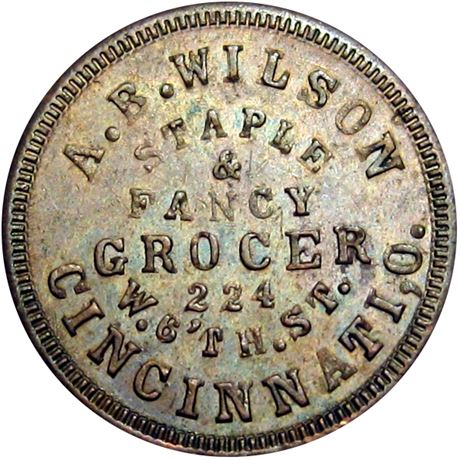 315  -  OH165GL-4a R6 Raw AU+ Cincinnati Ohio Civil War token