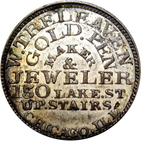 160  -  IL150BE-1a R6 Raw AU+ Chicago Illinois Civil War token