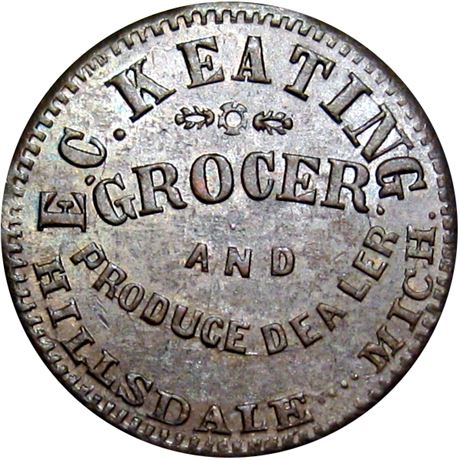 234  -  MI450H-2a R7 Raw MS63 Hillsdale Michigan Civil War token
