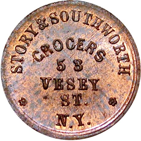 283  -  NY630BV- 3a R8 Raw MS63  New York Civil War token