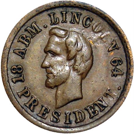 53  -  124/294 a R7 Raw EF Abraham Lincoln Patriotic Civil War token