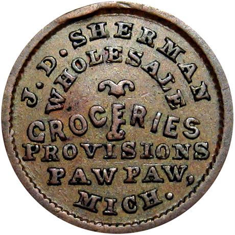 245  -  MI745D-2a R5 Raw VF Details Paw Paw Michigan Civil War token