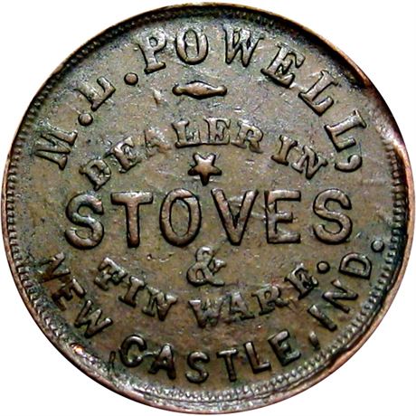 196  -  IN690A-5a R8 Raw VF+ New Castle Indiana Civil War token
