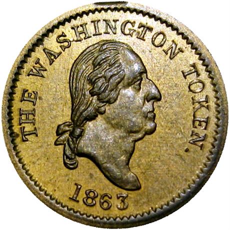 52  -  120/255 b R7 Raw MS63 George Washington Patriotic Civil War token
