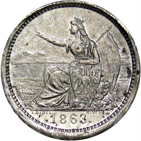 277  -  NY630AM-1e R8 Raw MS62 White Metal New York Civil War token