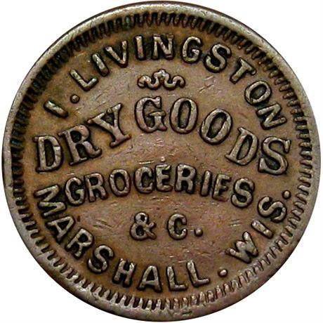 391  -  WI435A-1a R7 Raw VF+ Marshall Wisconsin Civil War token