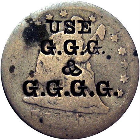 427  -  USE / G.G.G. / & / G.G.G.G on the obverse of an 1853 Quarter Raw VF
