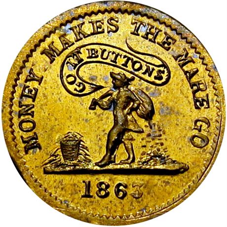 281  -  NY630BG-5b R7 Raw MS63 Brass New York Civil War token