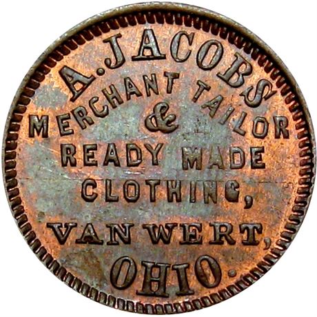 341  -  OH900A-1a R5 Raw MS63 Van Wert Ohio Civil War token