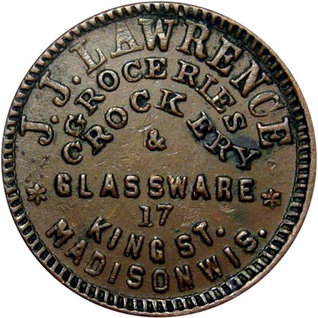388  -  WI410F-1a R5 Raw VF+ Madison Wisconsin Civil War token