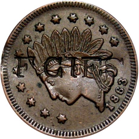 221  -  MI225AFa-10a2 R6 Raw EF Detroit Michigan Civil War token