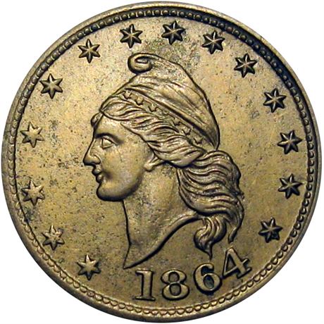 3  -    2/270 b R9 Raw AU Details Rare Dies Patriotic Civil War token