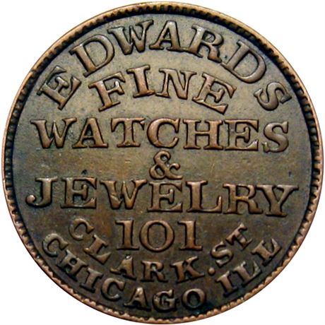147  -  IL150 Q-1a R6 Raw AU Chicago Illinois Civil War token