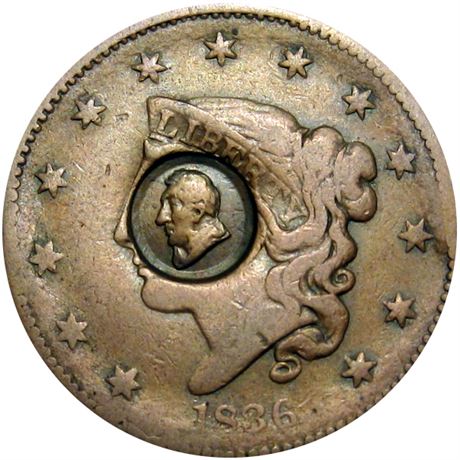 441  -  (Bust of General Lafayette) on obverse of an 1836 Large Cent Raw EF