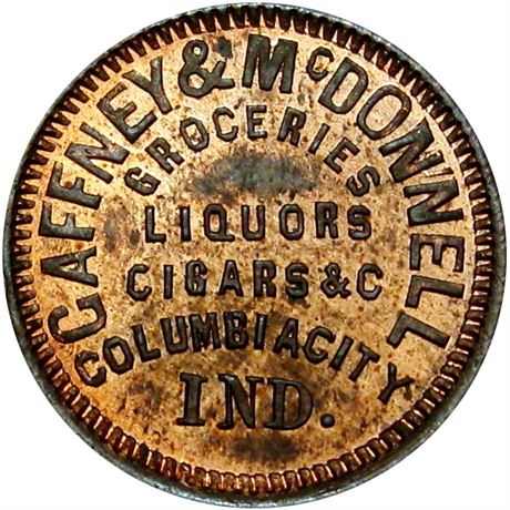 180  -  IN175A-1a R6 Raw MS64 Columbia City Indiana Civil War token