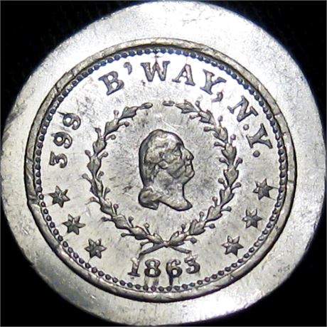 280  -  NY630BB-14e R9 Raw MS62 White Metal New York Civil War token