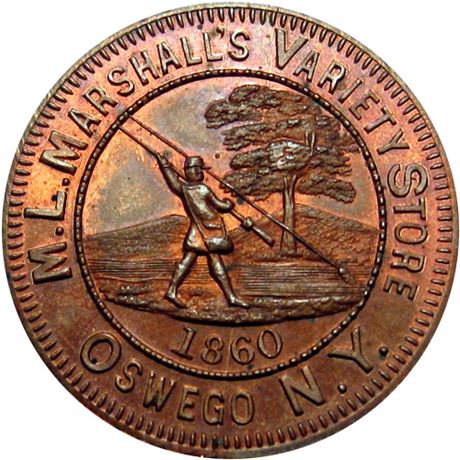 670  -  MILLER NY 1008  Raw MS64 Coin Dealer Marshall New York Merchant token