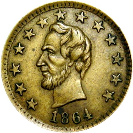 55  -  127/248 b R3 Raw EF Abraham Lincoln Patriotic Civil War token