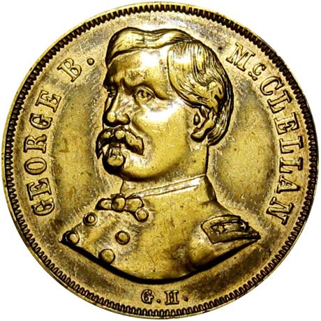 748  -  GMcC 1864-25 BR  Raw EF+ George McClellan Political Campaign token
