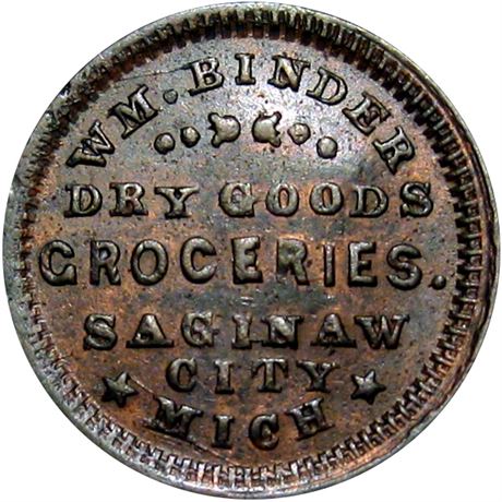 246  -  MI845A-1a R6 Raw EF Saginaw City Michigan Civil War token