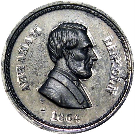 57  -  129/349 e R8 Raw MS62 Abraham Lincoln Patriotic Civil War token