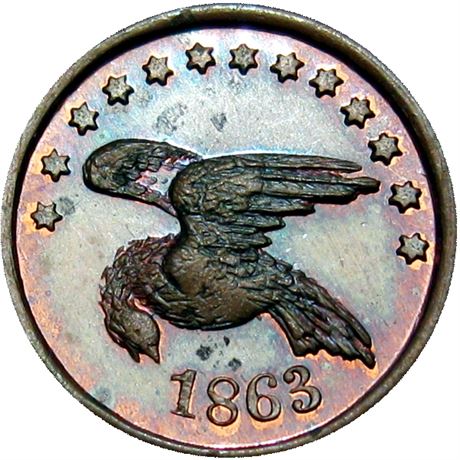 64  -  144/282 a R9 Raw UNC Details Grant and Eagle Patriotic Civil War token