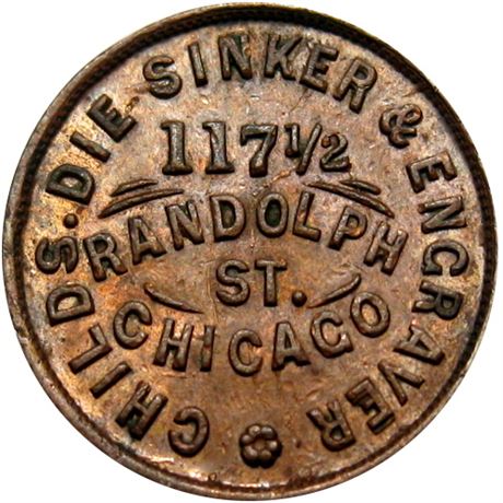 142  -  IL150 J- 6a R6 Raw AU Chicago Illinois Civil War token