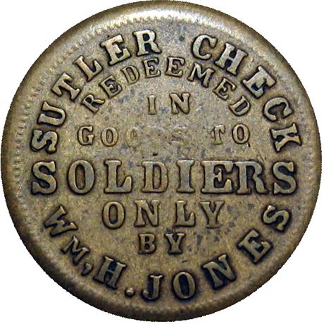 126  -  UI-D-05Bb R8 Raw VF+ Wm. Jones Civil War Sutler token