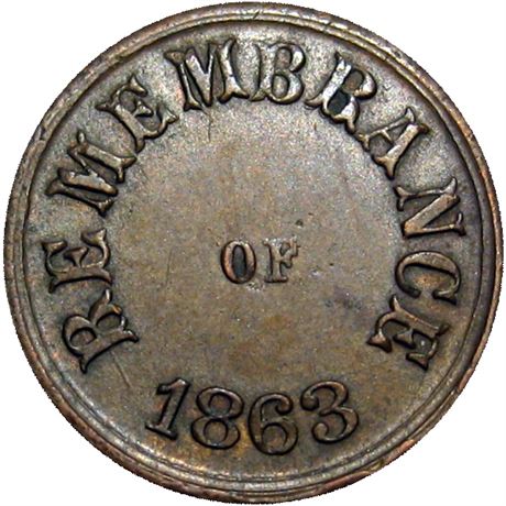 83  -  244/0 a R9 Raw AU Blank Reverse Mint Error Patriotic Civil War token