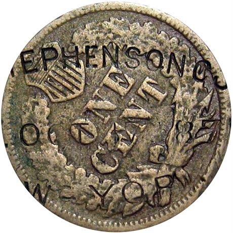 462  -  STEPHENSON CO / (P)AT OCT 17 187( ) / (n)EW YORK on 1860 Cent Raw FINE