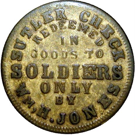 125  -  UI-D-05Bb R8 Raw EF Wm. Jones Civil War Sutler token