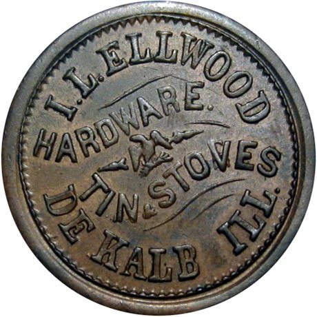 161  -  IL200A-1a R5 Raw AU Details DeKalb Illinois Civil War token